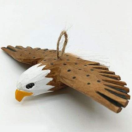 Flying Eagle Hand Carved Wood Ornament