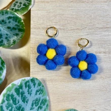 Mini Felted Forget Me Not Earrings