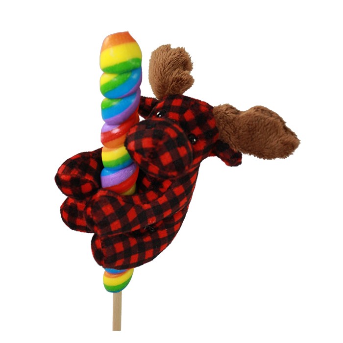 Moose Plush Plaid With Lollipop