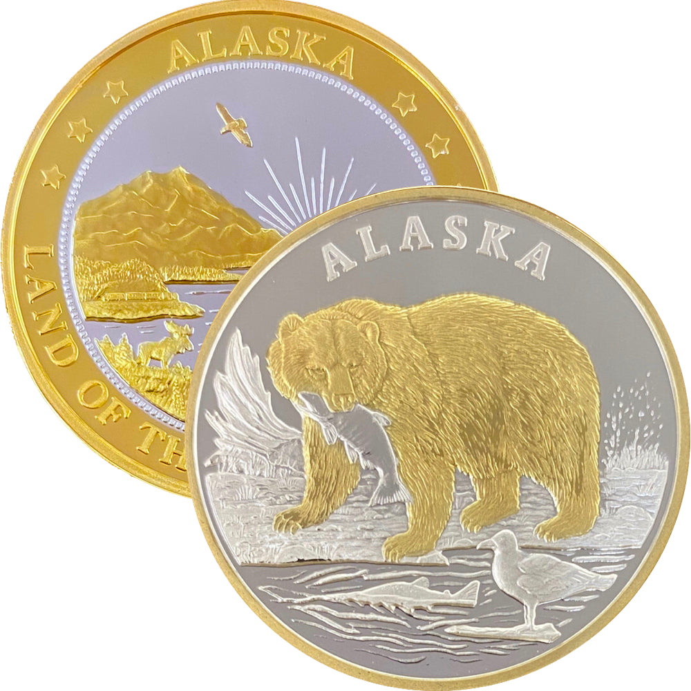 Grizzly Bear 1oz Double Gold Medallion
