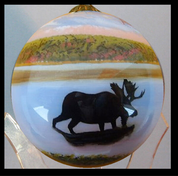 Moose Shadow Glass Ball Ornament