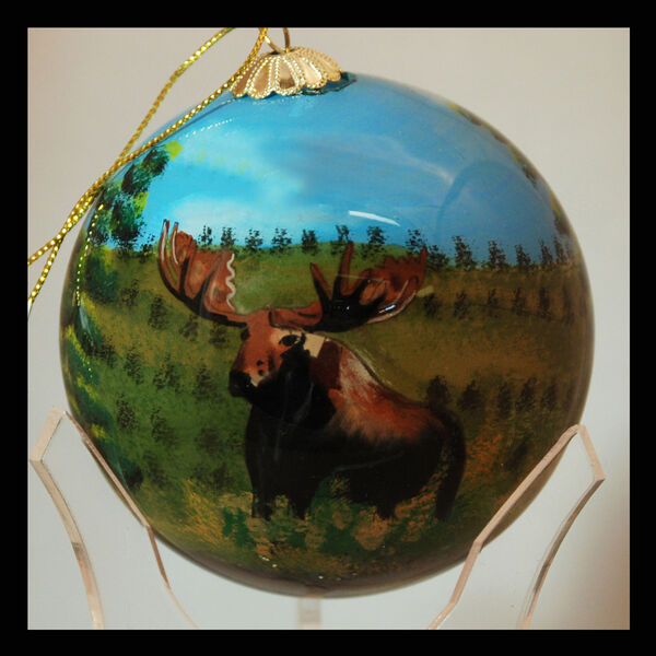 Summer Moose Glass Ball Ornament