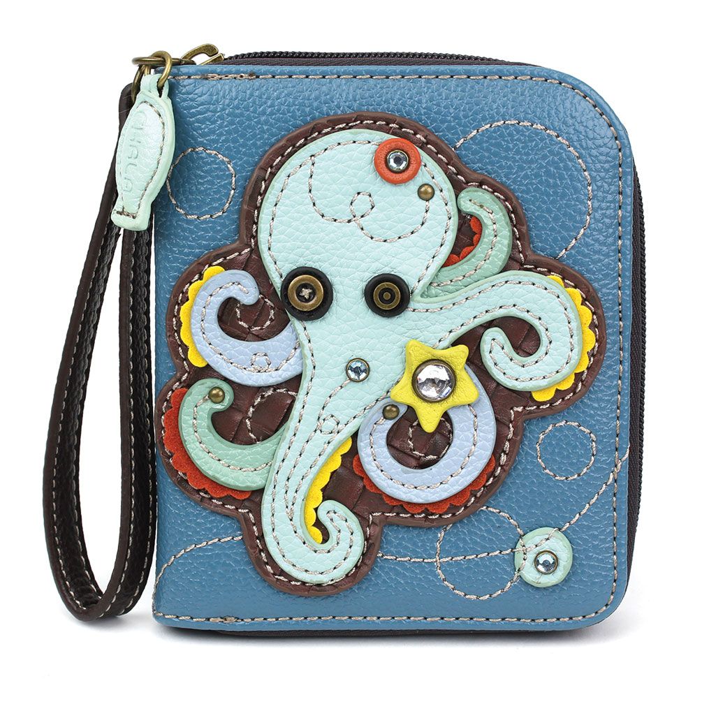 Octopus Zip Around Wallet Blue