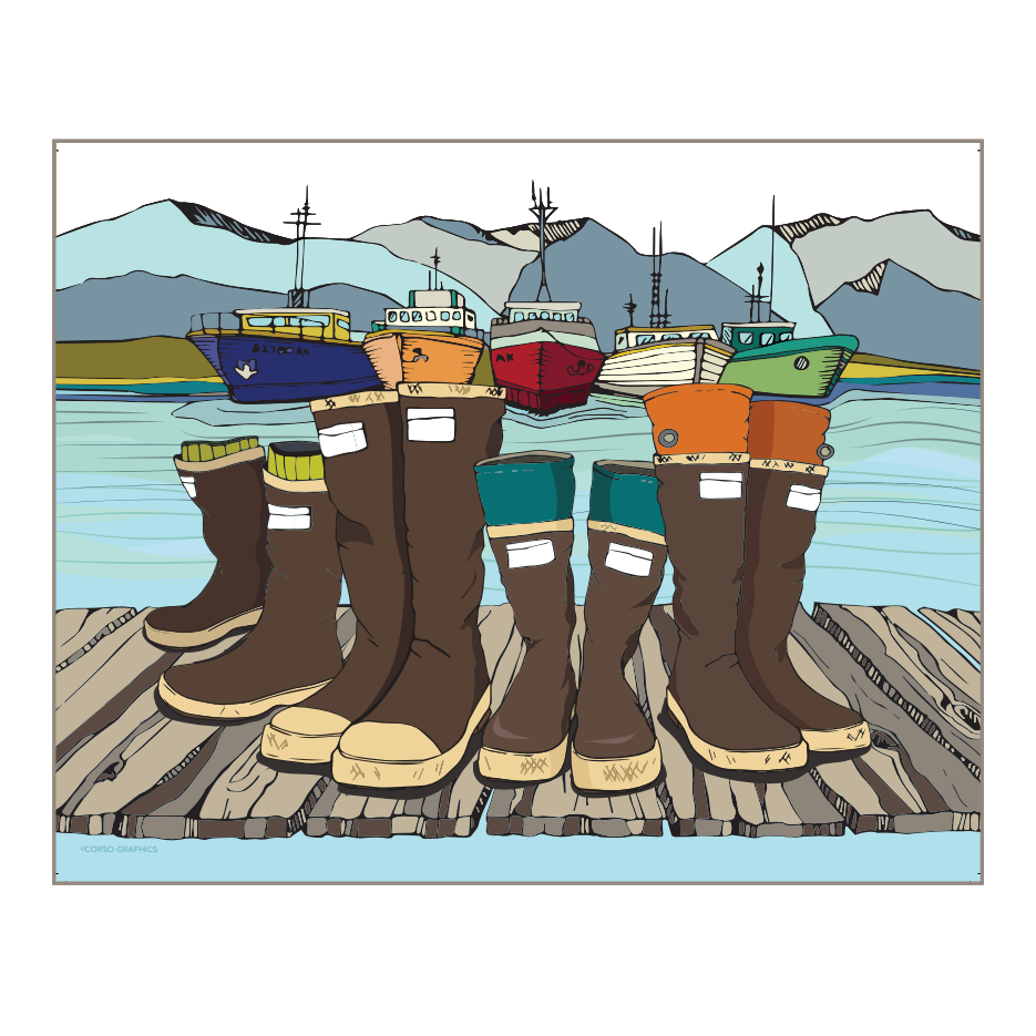 Boots and Boats Framed Canvas Print