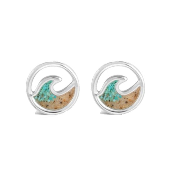 Cresting Wave Stud Earrings - Turquoise Gradient