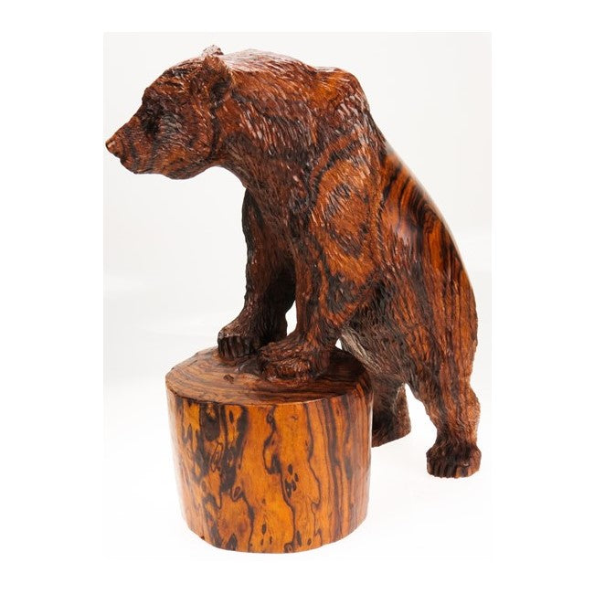 Bear Leaning on Stump XL Wood Figurine