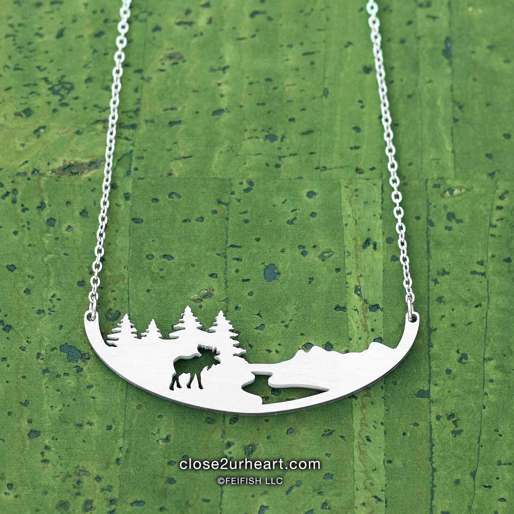Moose with Creek Necklace - In The Woods