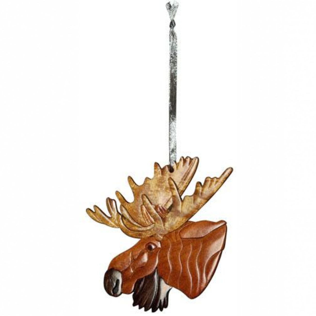 Moose Intarsia Wood Ornament