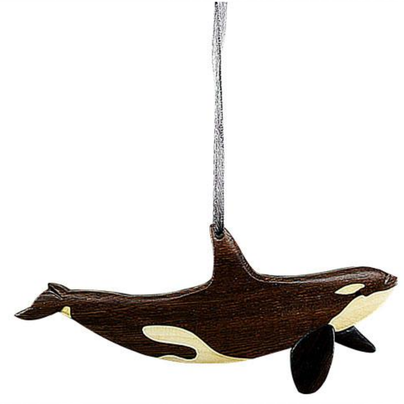 Orca Intarsia Wood Ornament