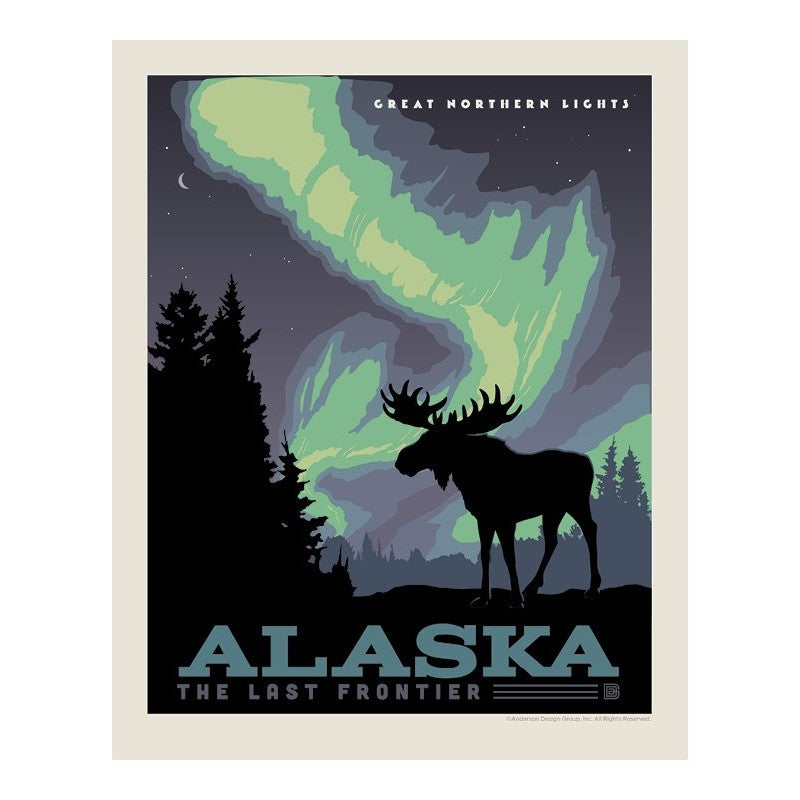 Vintage Northern Lights Moose Postcard