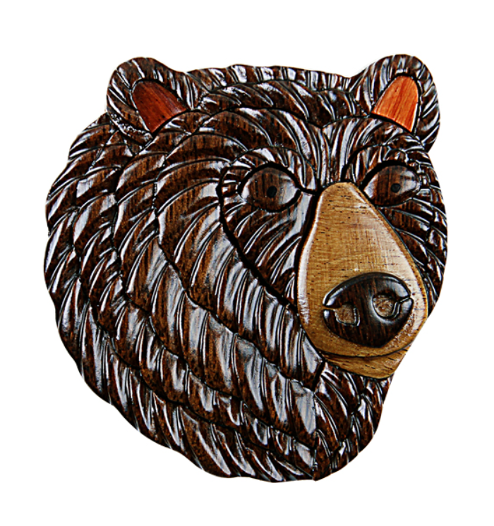 Black Bear Intarsia Wood Magnet