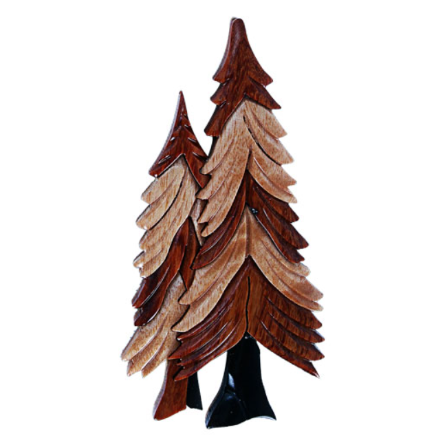 Pine Tree Intarsia Wood Magnet