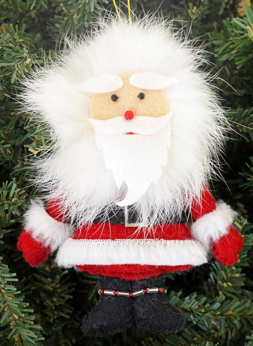 Arctic Santa Felt Ornament with Fur