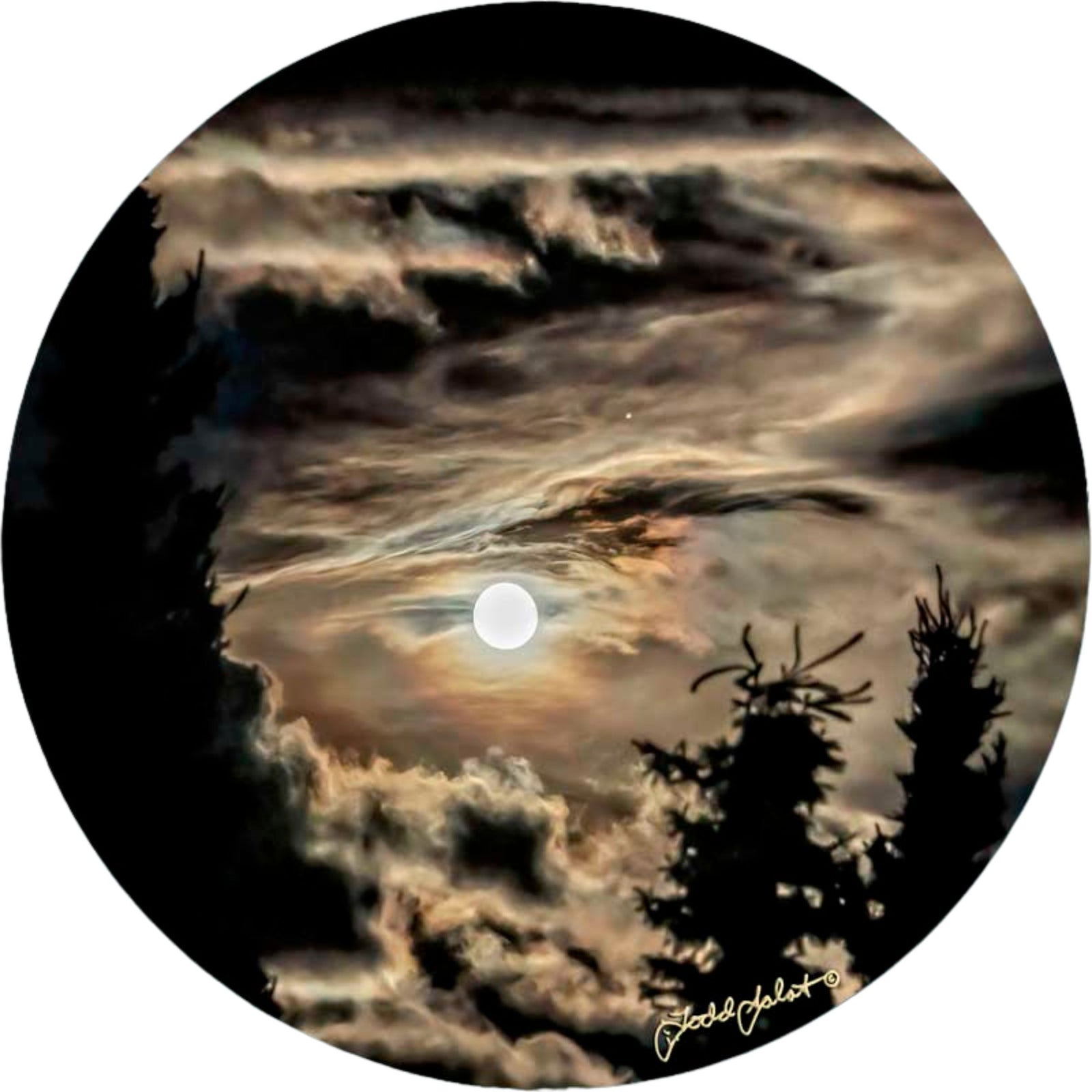 Moon and Mars  -Circle Metal Print