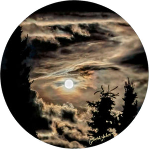 Moon and Mars  -Circle Metal Print