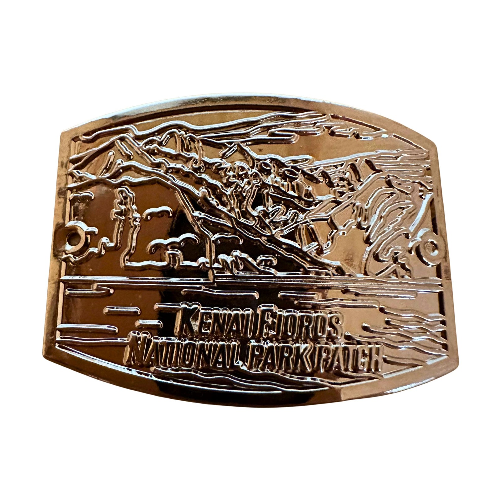 Kenai Fjords Silver Walking Stick Medallion