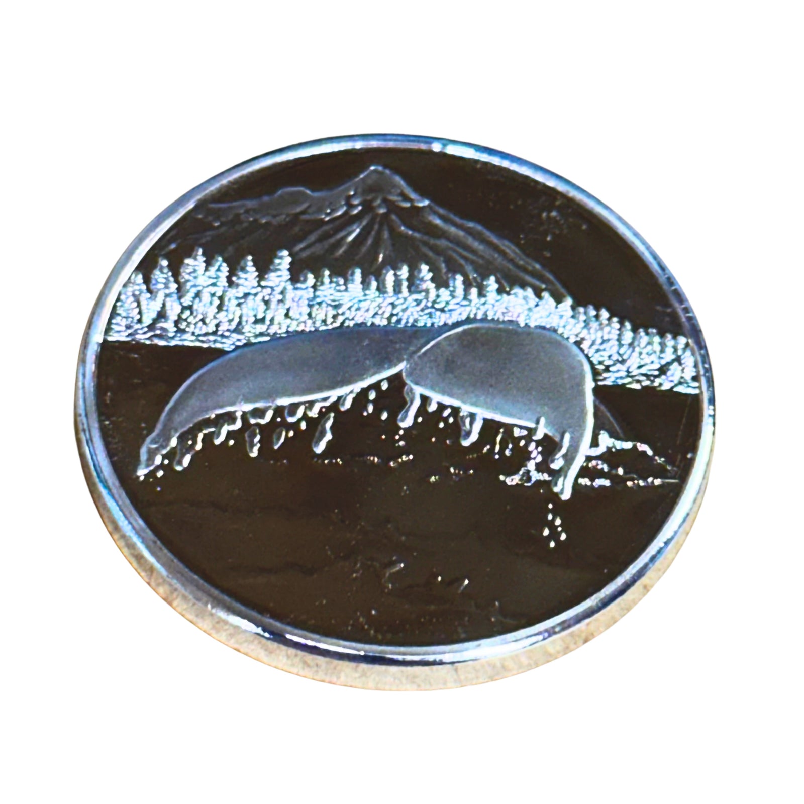 Whale Tail Silver Plated Medallion
