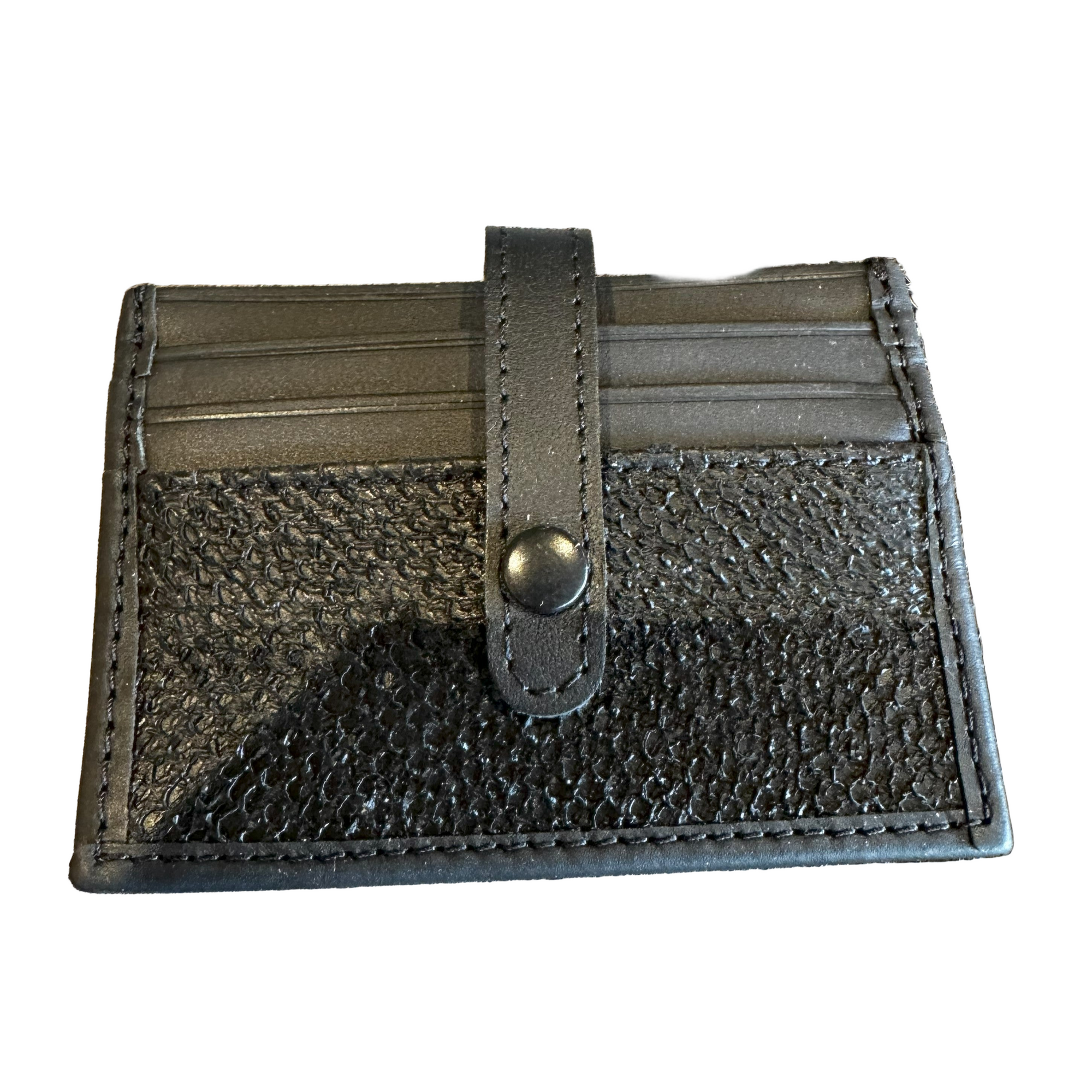 Salmon Leather Credit Card Wallet with Snap Closure