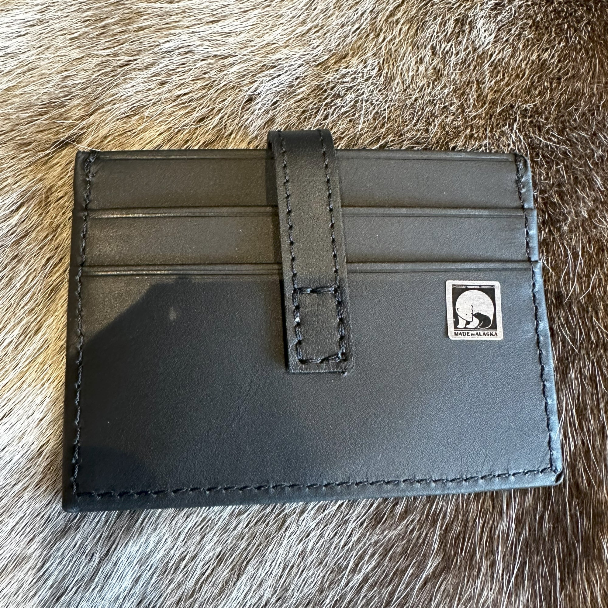 Salmon Leather Credit Card Wallet with Snap Closure