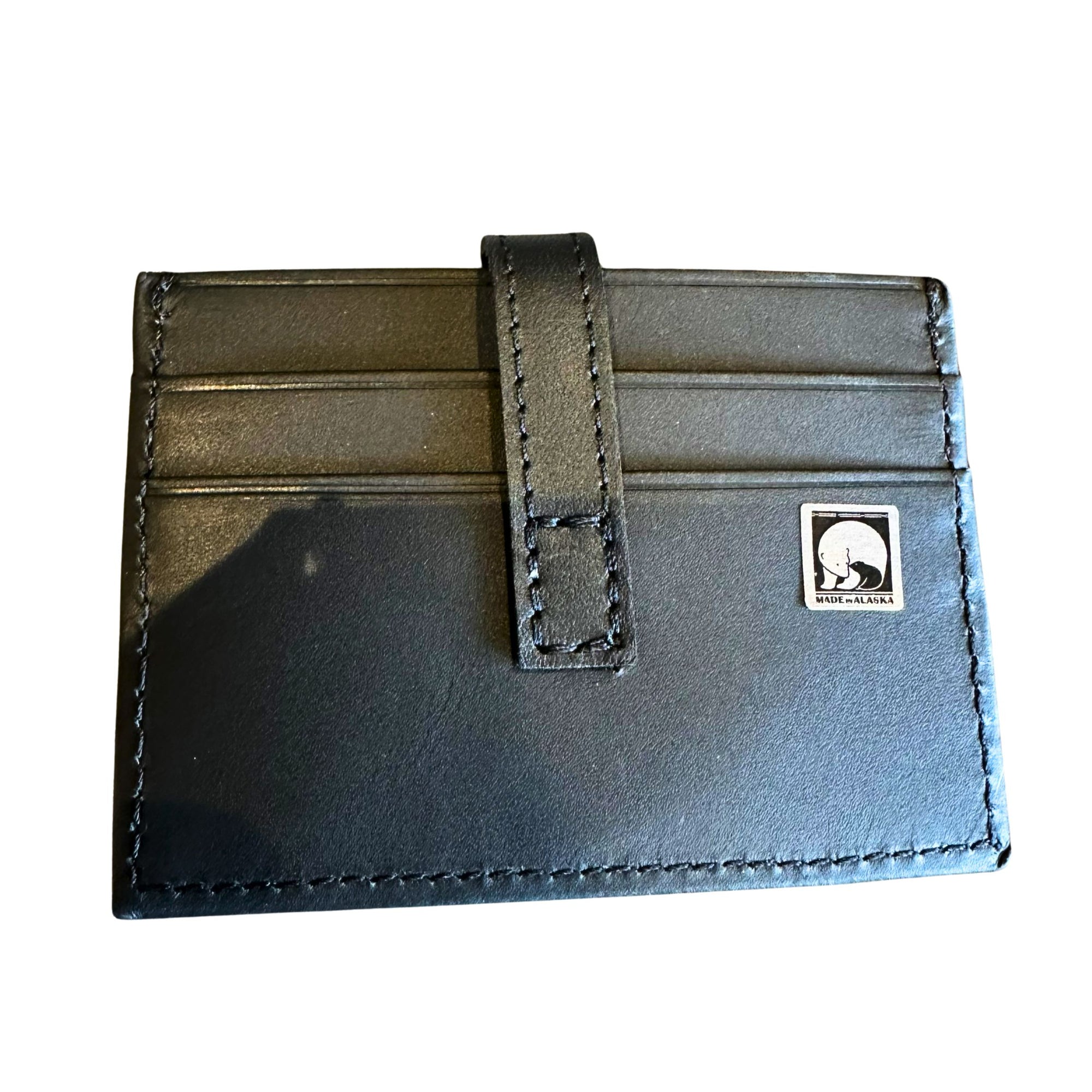 Salmon Leather Credit Card Wallet with Snap Closure