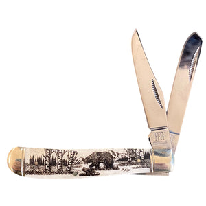 Black Scrimshaw 3.5 inch Knife