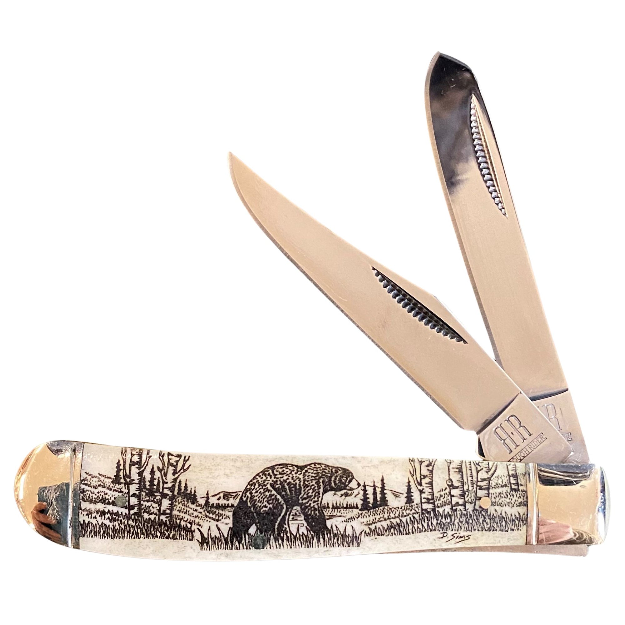 Black Scrimshaw 3.5 inch Knife