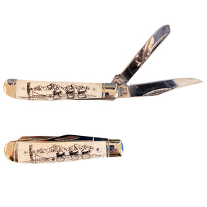 Black Scrimshaw 3.5 inch Knife
