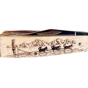 Black Scrimshaw 3.5 inch Knife