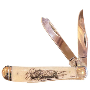 Black Scrimshaw 3.5 inch Knife
