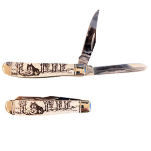 Black Scrimshaw 3.5 inch Knife