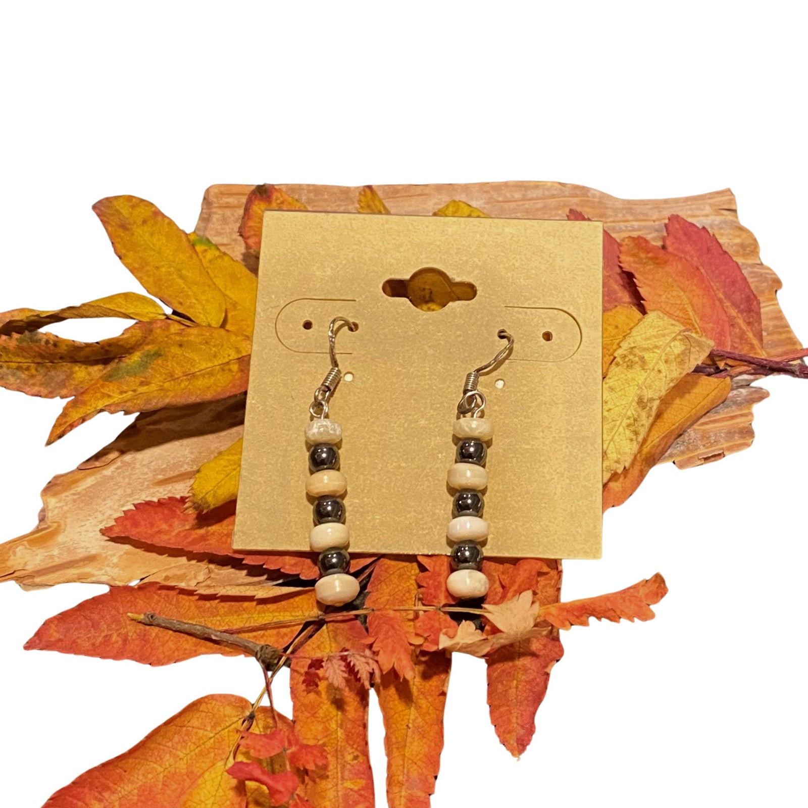 Hematite and Ivory Earrings