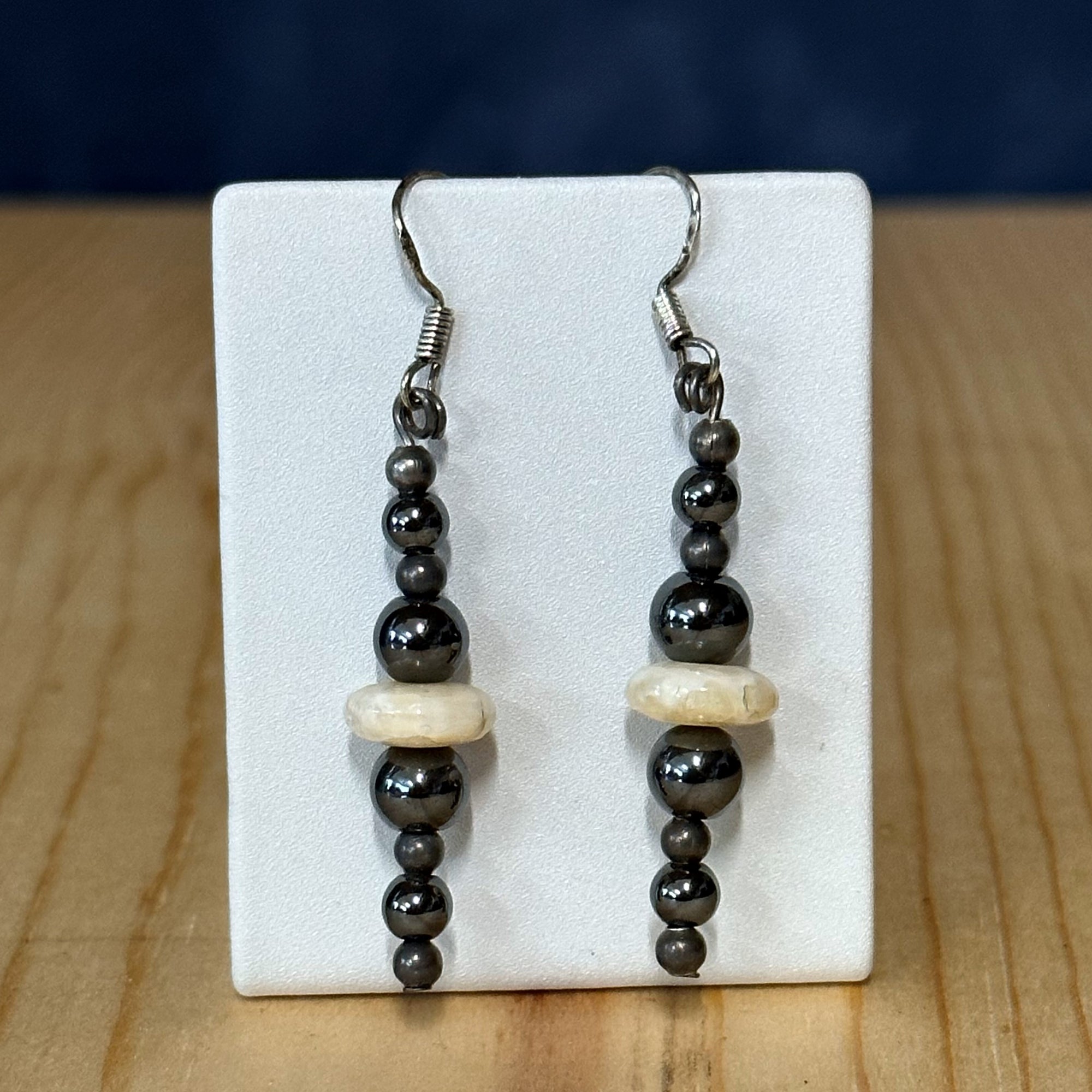 Hematite and Ivory Earring