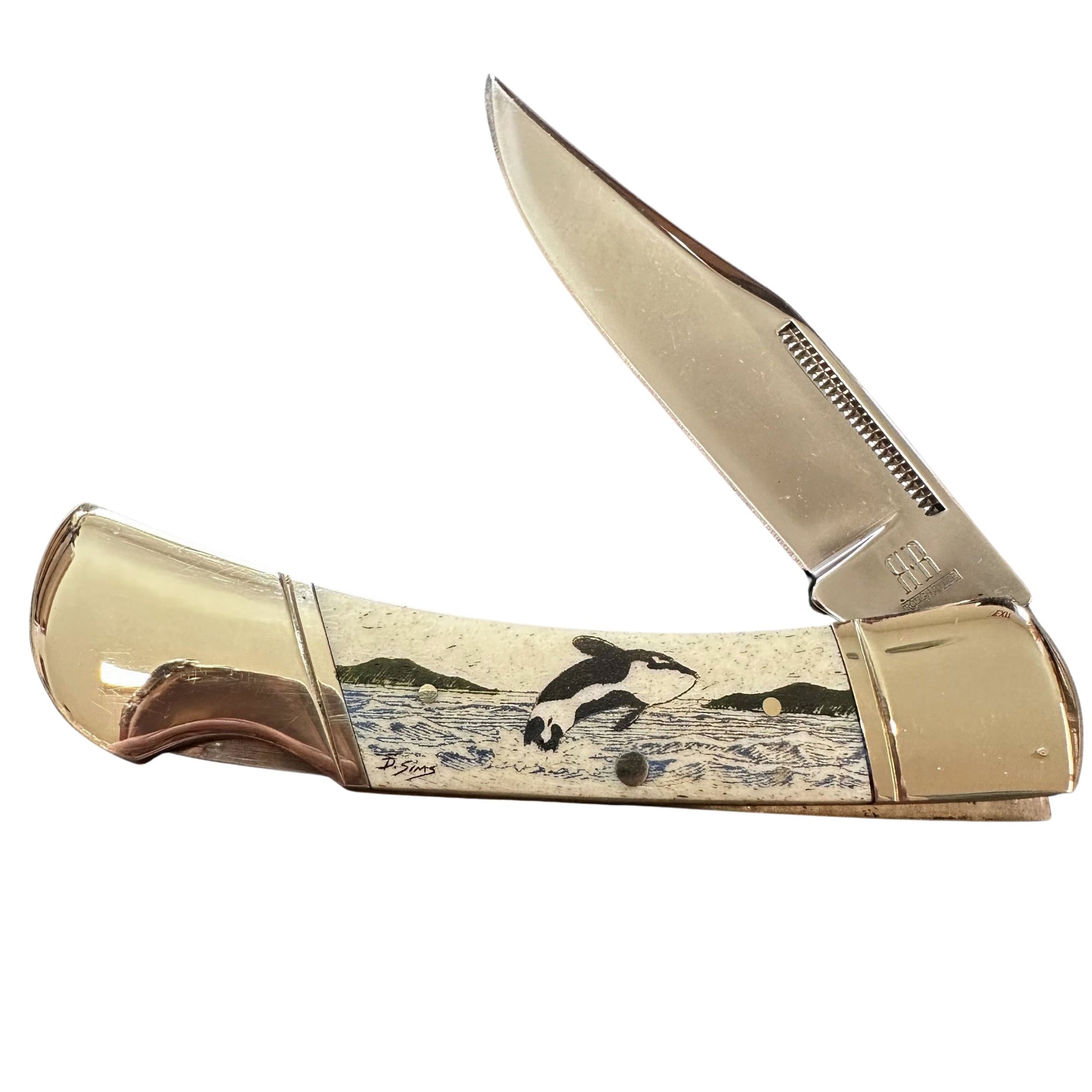 Lock Back 3.75 inch Scrimshaw Knife