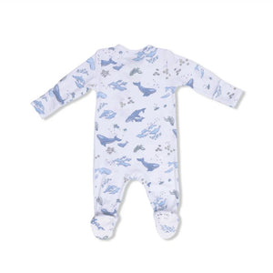 Watercolor Blue Whales 2-Way Zipper Footie