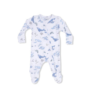 Watercolor Blue Whales 2-Way Zipper Footie
