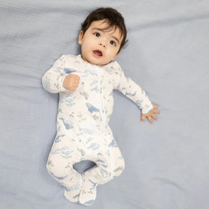 Watercolor Blue Whales 2-Way Zipper Footie