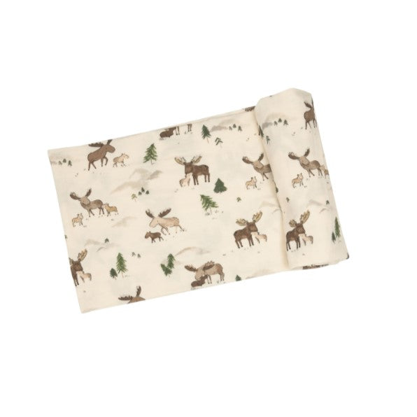 Moose Family Swaddle Blanket