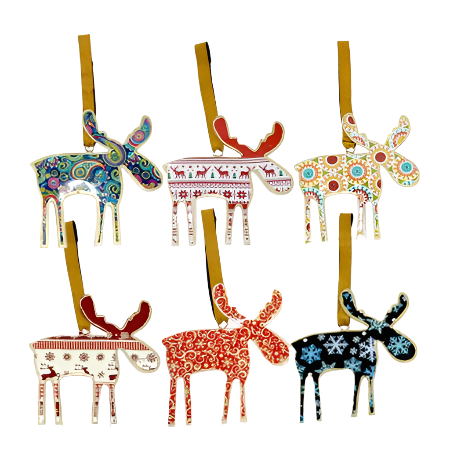 Bullwinkle Moose Metal Ornament with AK Ribbon