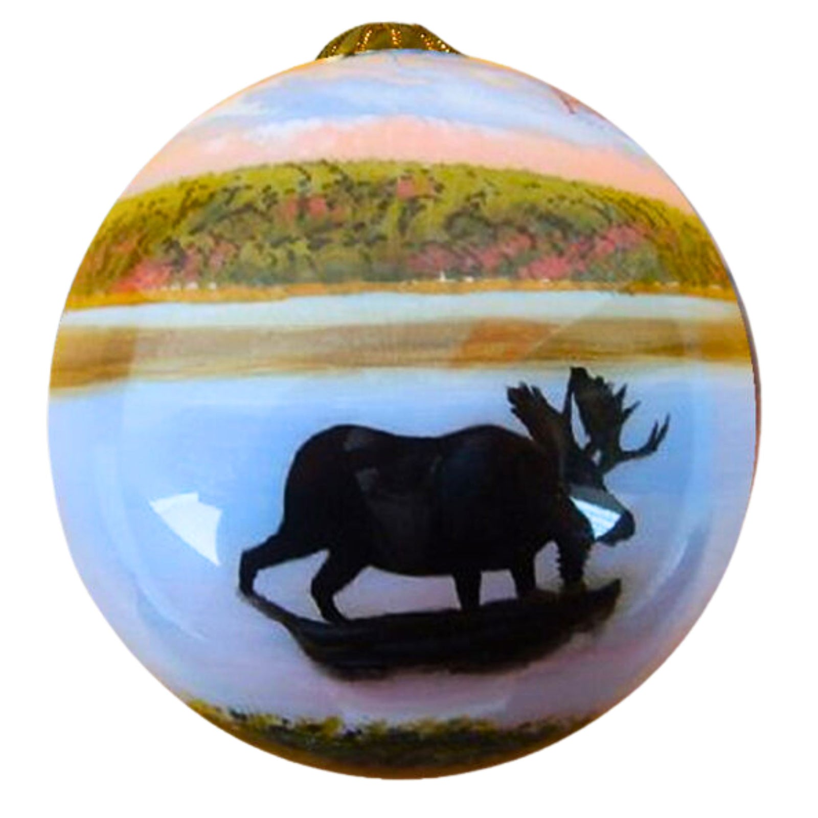 Moose Shadow Glass Ball Ornament