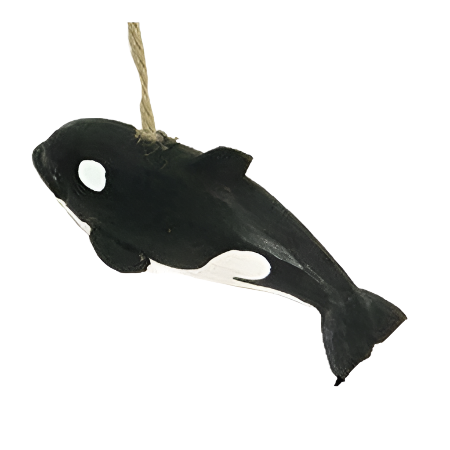Orca Whale Hand Carved Wood Ornament