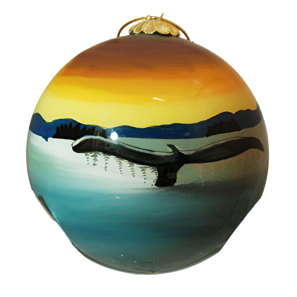 Whale Tail Glass Ball Ornament