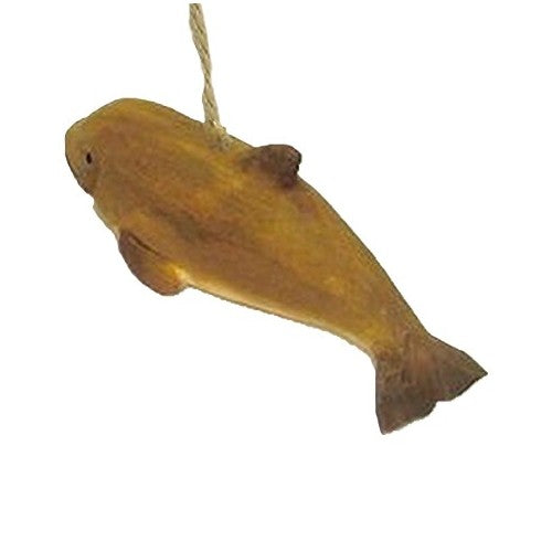 Brown Killer Whale Hand Carved Wood Ornament
