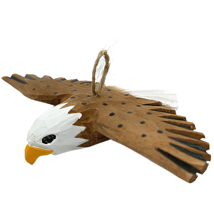 Flying Eagle Hand Carved Wood Ornament