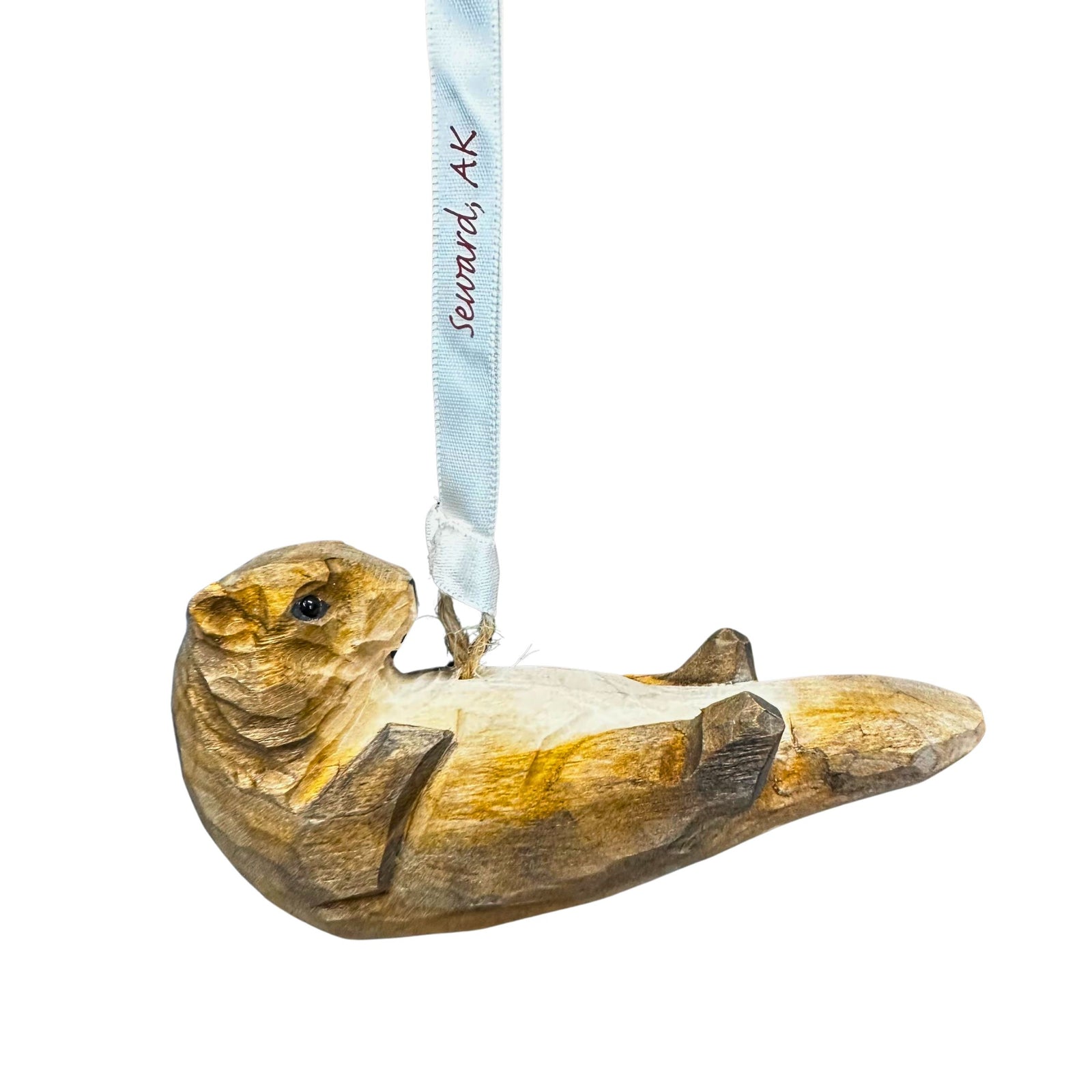 Sea Otter Hand Carved Wood Ornament