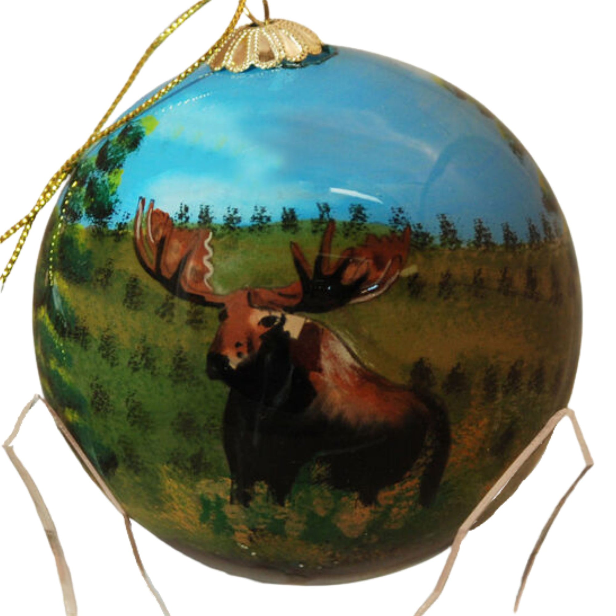 Summer Moose Glass Ball Ornament