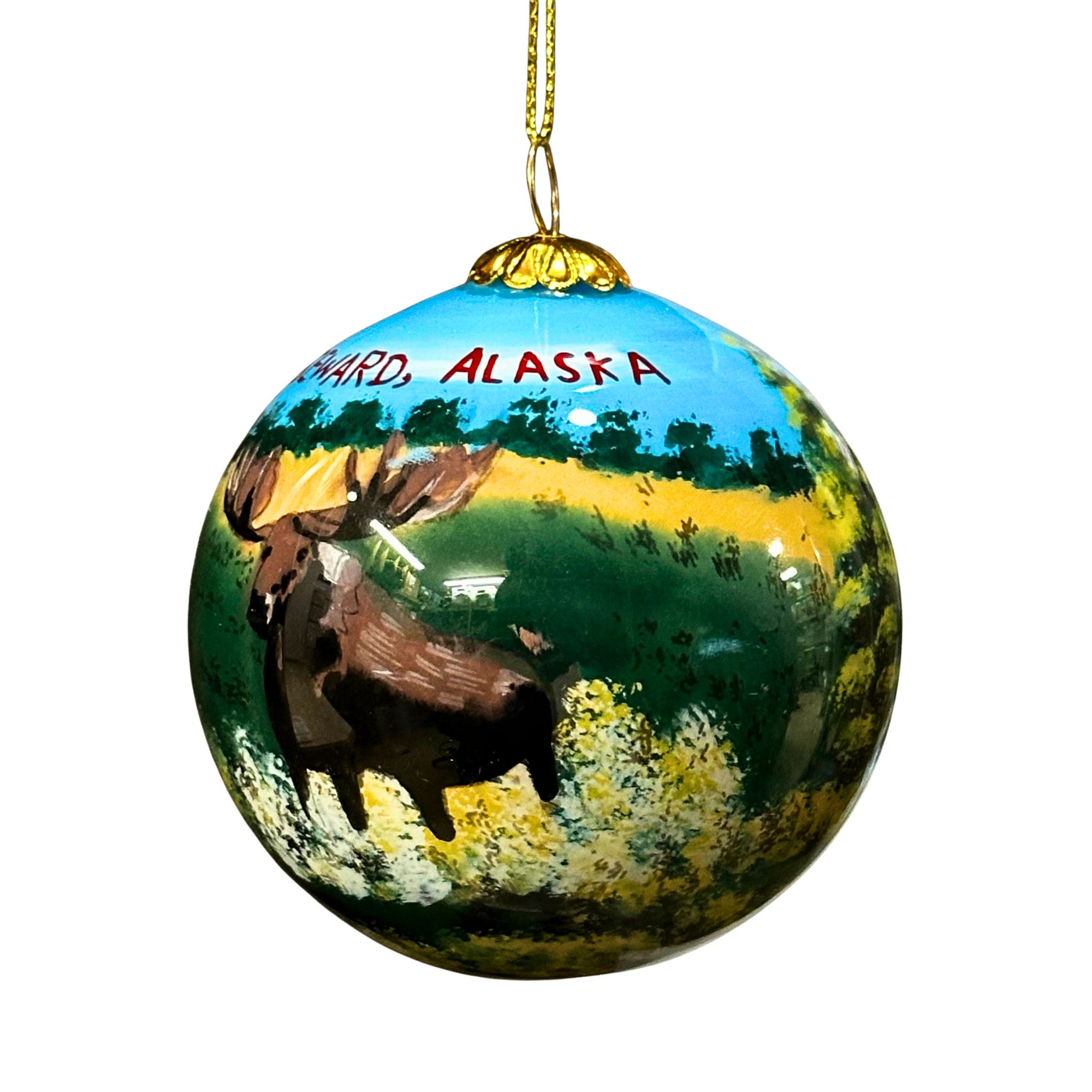 Summer Moose Glass Ball Ornament