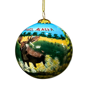 Summer Moose Glass Ball Ornament