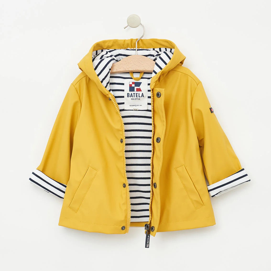 Babys Anchor Rain Jacket with Stripe Cotton Lining