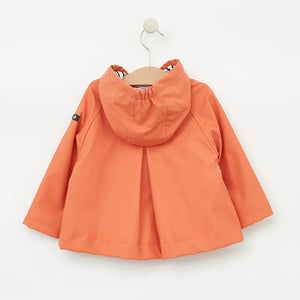 Babys Rain Jacket with Fish Buttons and Stripe Cotton Lining