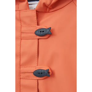 Babys Rain Jacket with Fish Buttons and Stripe Cotton Lining